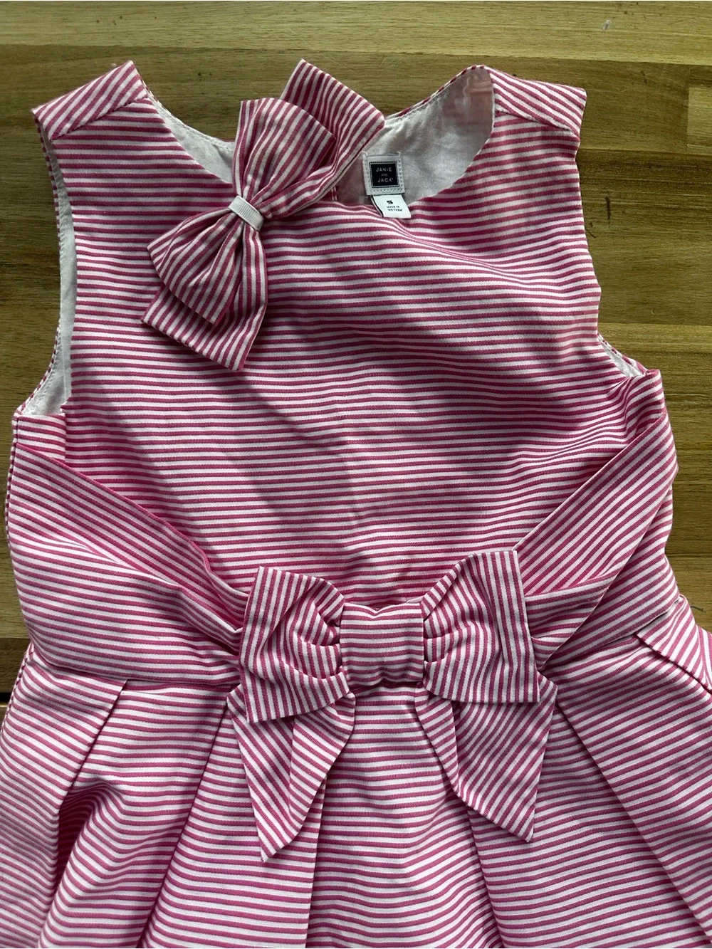 Janie and Jack Pink and White Striped Bow Dress